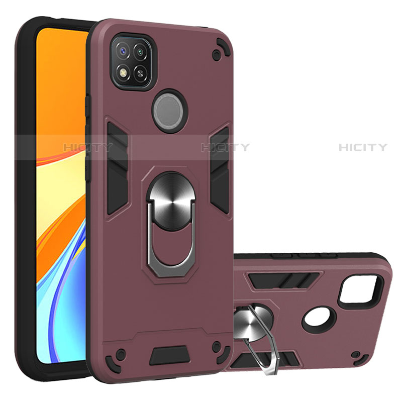 Funda Bumper Silicona y Plastico Mate Carcasa con Magnetico Anillo de dedo Soporte S01 para Xiaomi Redmi 9C