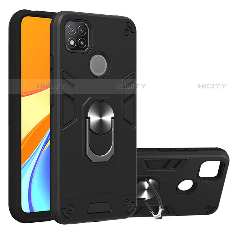 Funda Bumper Silicona y Plastico Mate Carcasa con Magnetico Anillo de dedo Soporte S01 para Xiaomi Redmi 9C