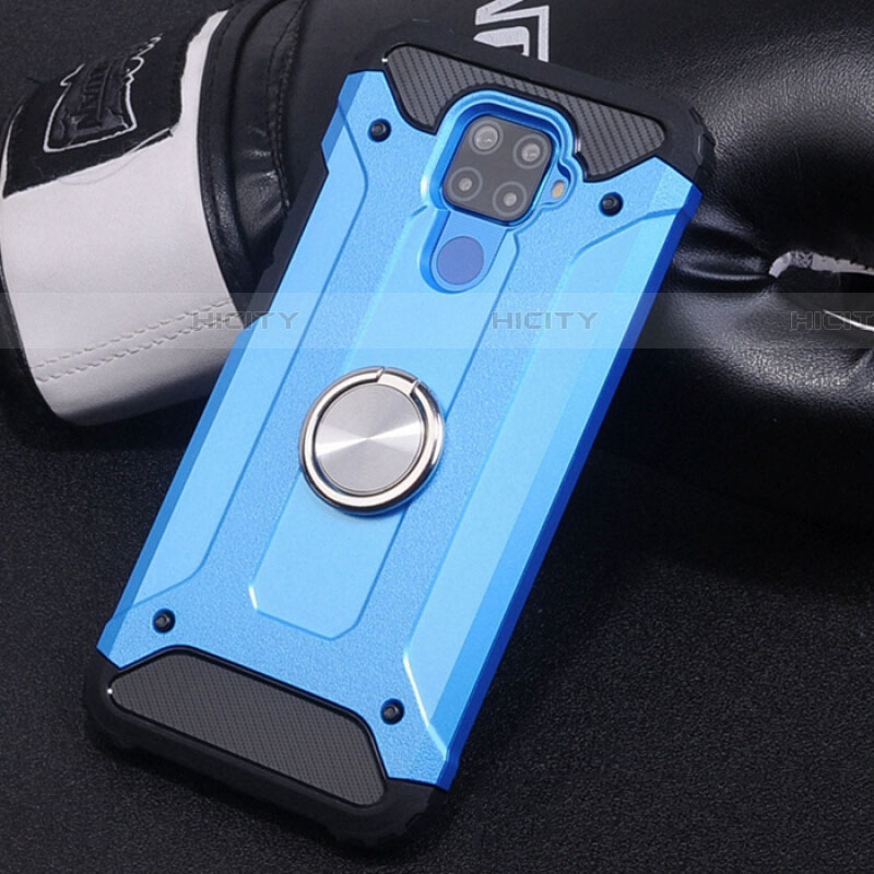 Funda Bumper Silicona y Plastico Mate Carcasa con Magnetico Anillo de dedo Soporte S02 para Huawei Mate 30 Lite