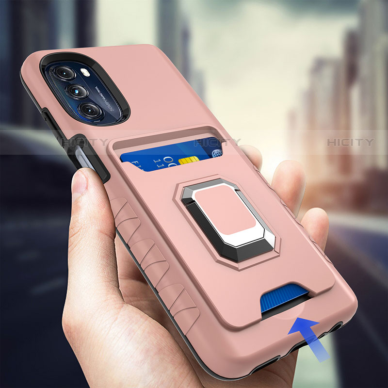 Funda Bumper Silicona y Plastico Mate Carcasa con Magnetico Anillo de dedo Soporte S02 para Motorola Moto G 5G (2022)