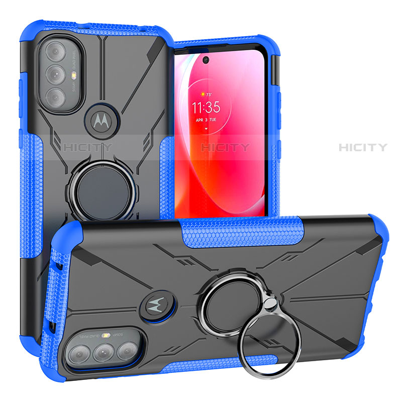 Funda Bumper Silicona y Plastico Mate Carcasa con Magnetico Anillo de dedo Soporte S02 para Motorola Moto G Play (2023)