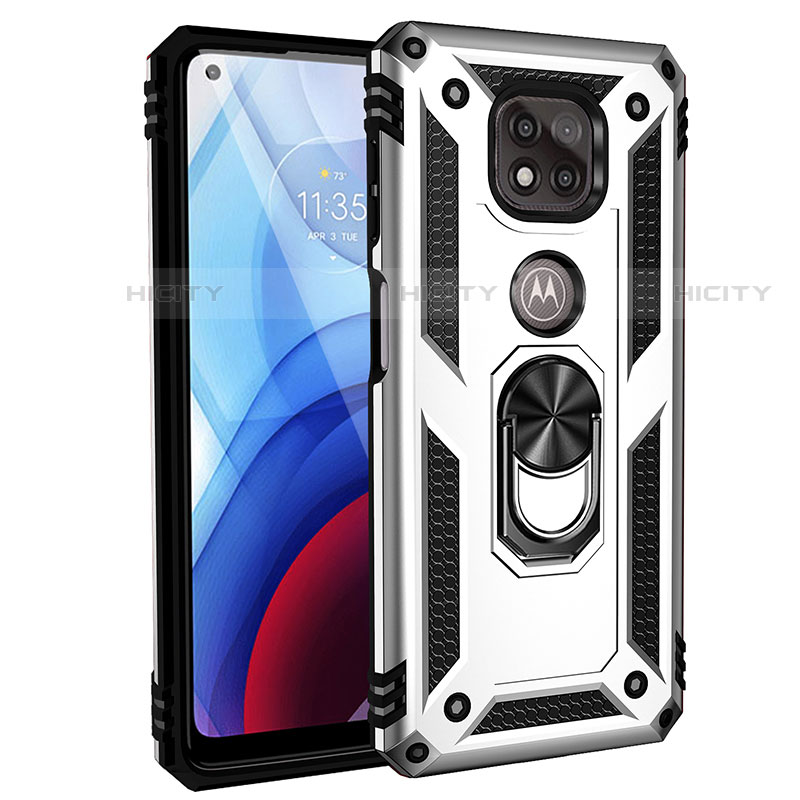 Funda Bumper Silicona y Plastico Mate Carcasa con Magnetico Anillo de dedo Soporte S02 para Motorola Moto G Power (2021)