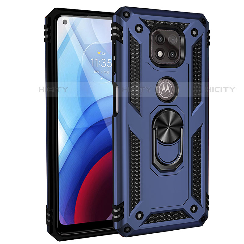 Funda Bumper Silicona y Plastico Mate Carcasa con Magnetico Anillo de dedo Soporte S02 para Motorola Moto G Power (2021)