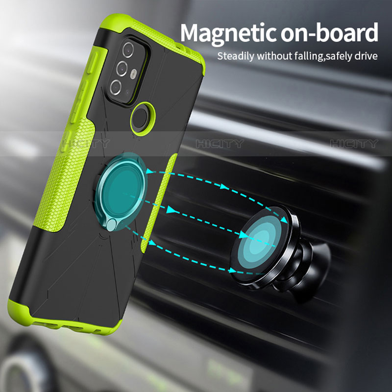 Funda Bumper Silicona y Plastico Mate Carcasa con Magnetico Anillo de dedo Soporte S02 para Motorola Moto G10