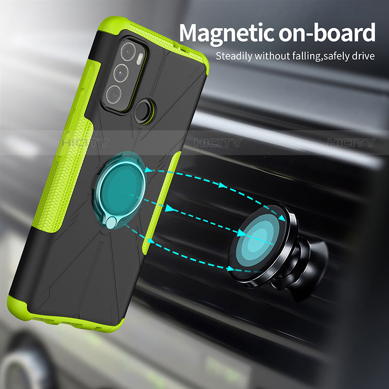 Funda Bumper Silicona y Plastico Mate Carcasa con Magnetico Anillo de dedo Soporte S02 para Motorola Moto G40 Fusion