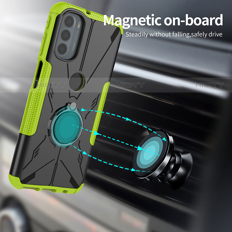 Funda Bumper Silicona y Plastico Mate Carcasa con Magnetico Anillo de dedo Soporte S02 para Motorola Moto G41