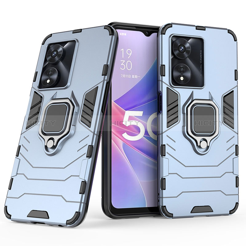 Funda Bumper Silicona y Plastico Mate Carcasa con Magnetico Anillo de dedo Soporte S02 para Oppo A1 5G