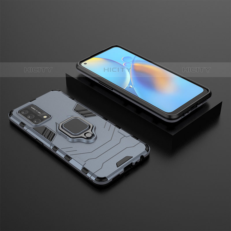 Funda Bumper Silicona y Plastico Mate Carcasa con Magnetico Anillo de dedo Soporte S02 para Oppo A74 4G