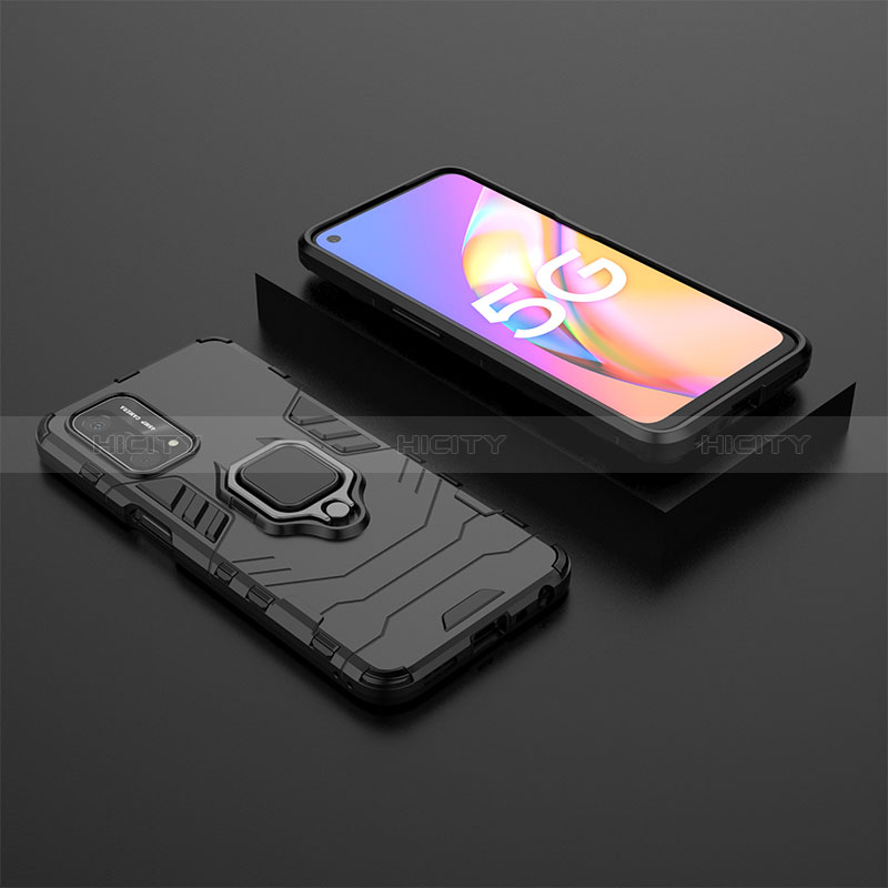 Funda Bumper Silicona y Plastico Mate Carcasa con Magnetico Anillo de dedo Soporte S02 para Oppo A74 5G