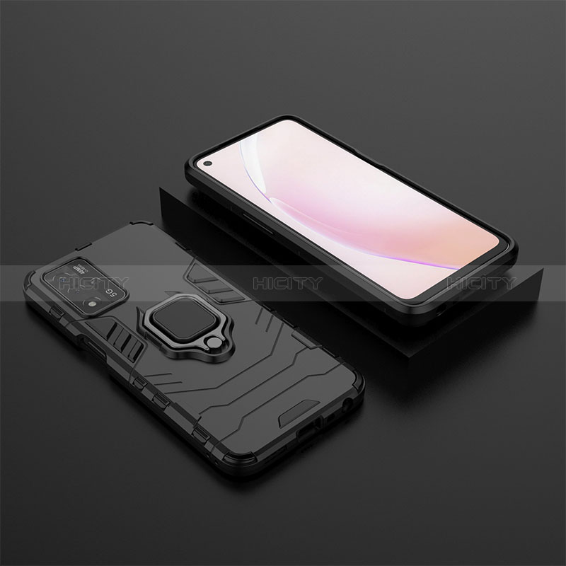 Funda Bumper Silicona y Plastico Mate Carcasa con Magnetico Anillo de dedo Soporte S02 para Oppo A93s 5G