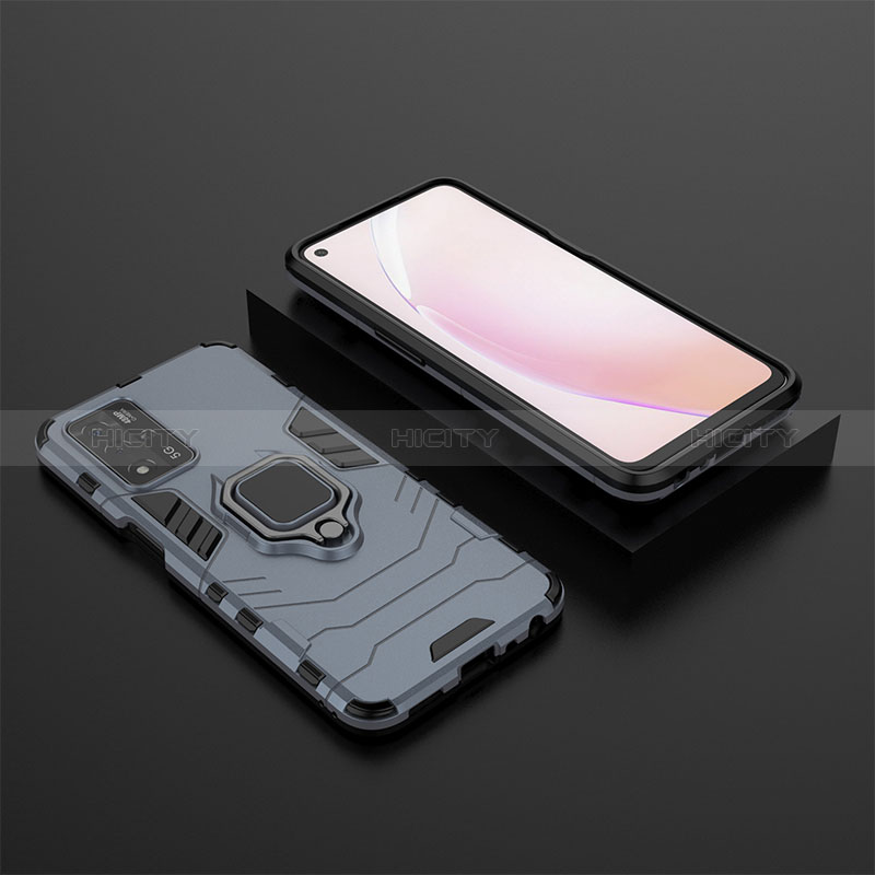 Funda Bumper Silicona y Plastico Mate Carcasa con Magnetico Anillo de dedo Soporte S02 para Oppo A93s 5G