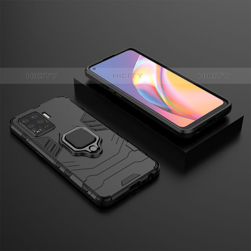 Funda Bumper Silicona y Plastico Mate Carcasa con Magnetico Anillo de dedo Soporte S02 para Oppo A94 4G