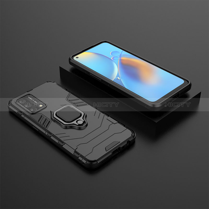 Funda Bumper Silicona y Plastico Mate Carcasa con Magnetico Anillo de dedo Soporte S02 para Oppo A95 4G