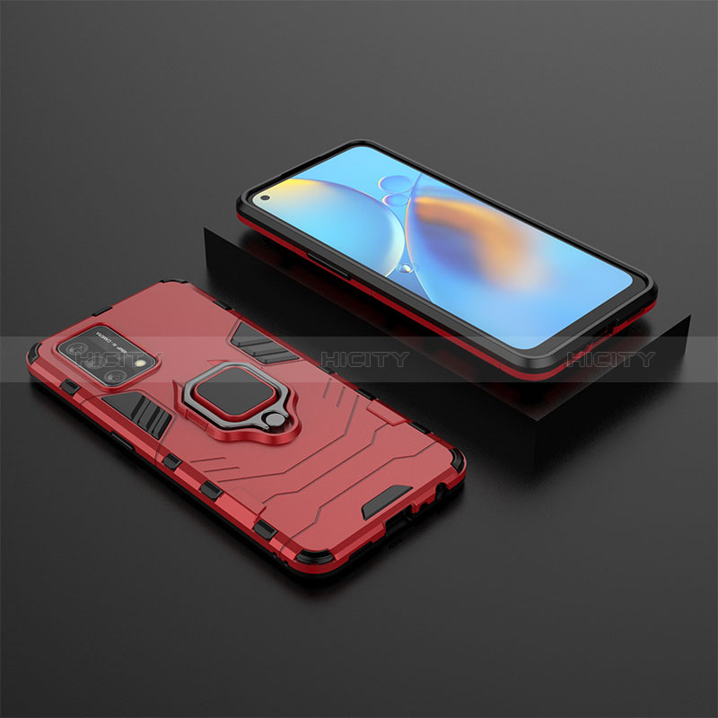 Funda Bumper Silicona y Plastico Mate Carcasa con Magnetico Anillo de dedo Soporte S02 para Oppo A95 4G