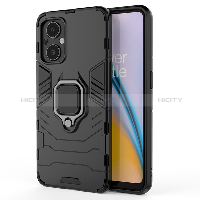 Funda Bumper Silicona y Plastico Mate Carcasa con Magnetico Anillo de dedo Soporte S02 para Oppo A96 5G