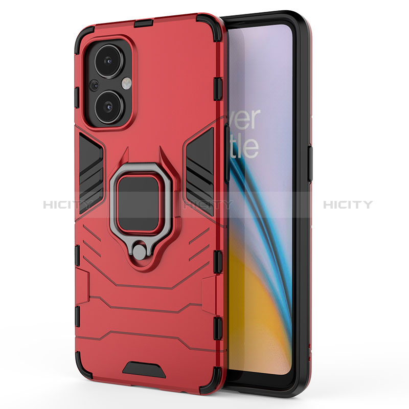 Funda Bumper Silicona y Plastico Mate Carcasa con Magnetico Anillo de dedo Soporte S02 para Oppo A96 5G