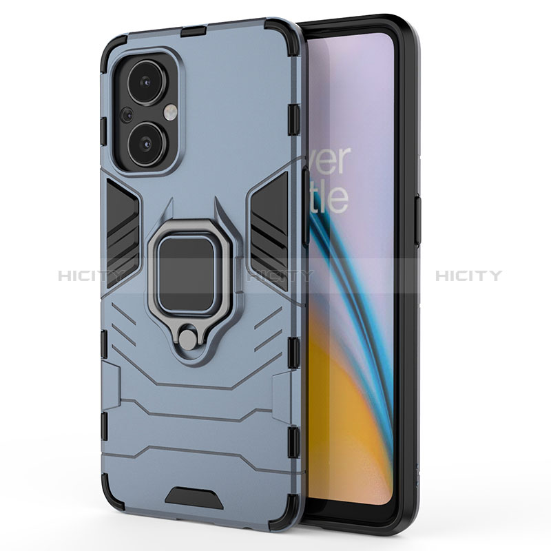 Funda Bumper Silicona y Plastico Mate Carcasa con Magnetico Anillo de dedo Soporte S02 para Oppo A96 5G