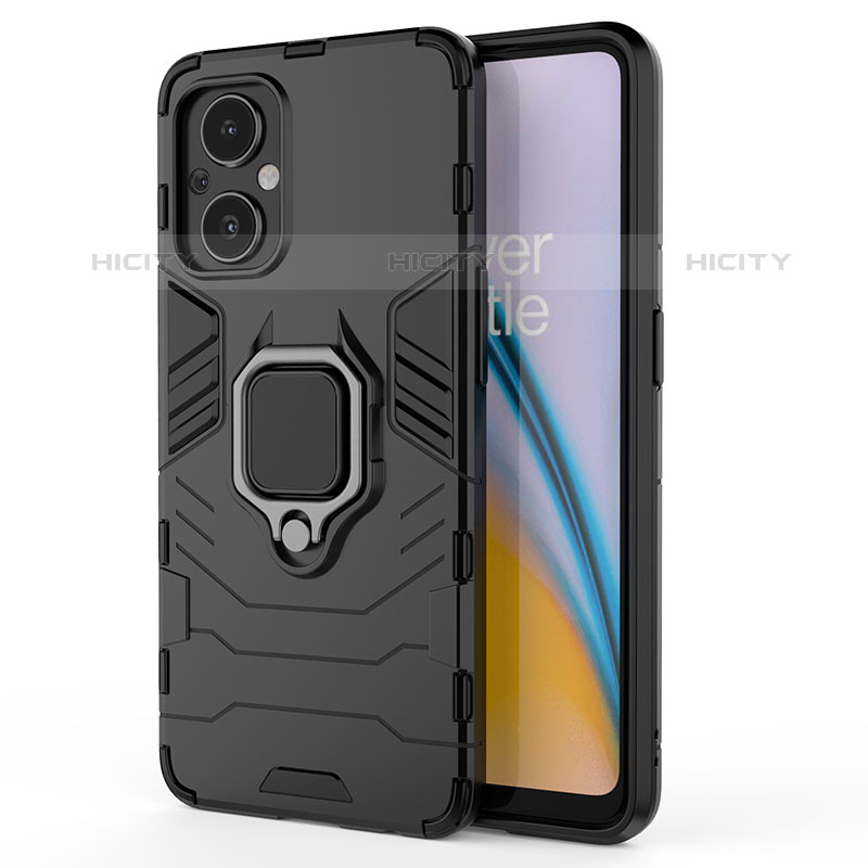 Funda Bumper Silicona y Plastico Mate Carcasa con Magnetico Anillo de dedo Soporte S02 para Oppo F21 Pro 5G