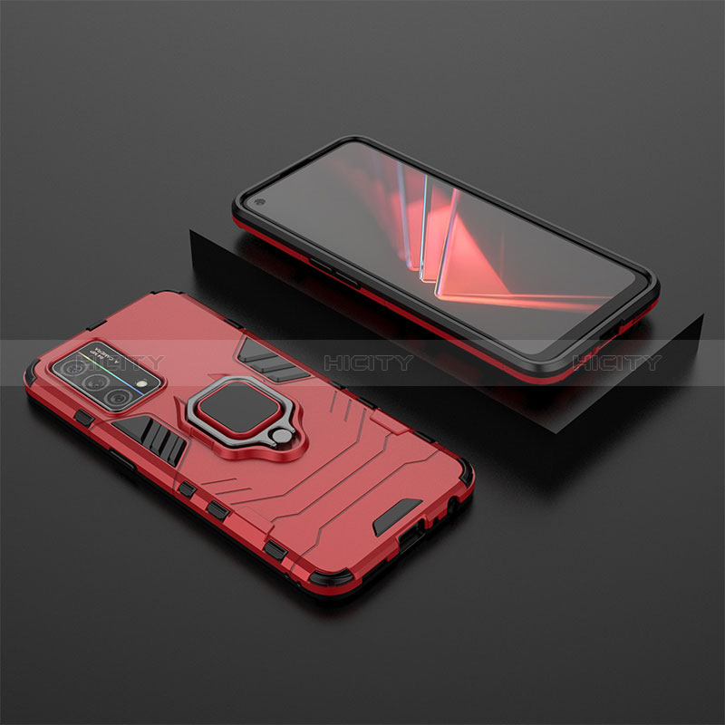 Funda Bumper Silicona y Plastico Mate Carcasa con Magnetico Anillo de dedo Soporte S02 para Oppo K9 5G