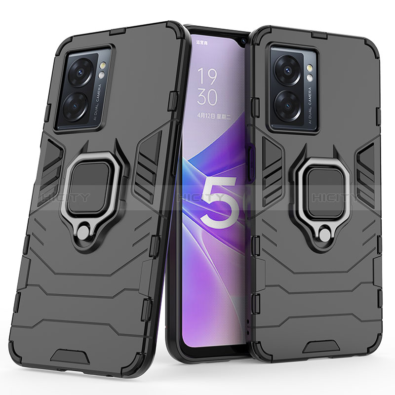 Funda Bumper Silicona y Plastico Mate Carcasa con Magnetico Anillo de dedo Soporte S02 para Realme Q5i 5G