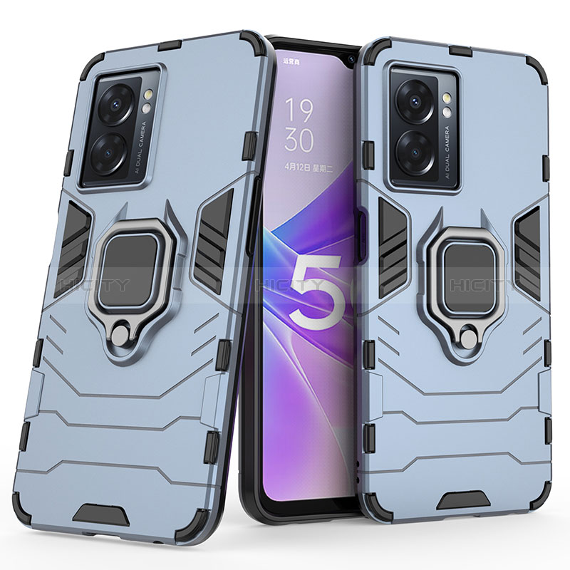 Funda Bumper Silicona y Plastico Mate Carcasa con Magnetico Anillo de dedo Soporte S02 para Realme V23i 5G