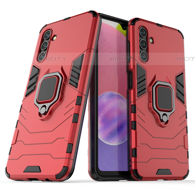 Funda Bumper Silicona y Plastico Mate Carcasa con Magnetico Anillo de dedo Soporte S02 para Samsung Galaxy A04s