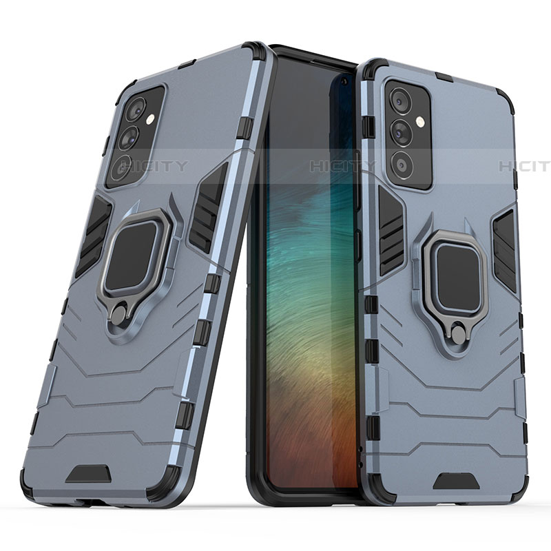 Funda Bumper Silicona y Plastico Mate Carcasa con Magnetico Anillo de dedo Soporte S02 para Samsung Galaxy A05s