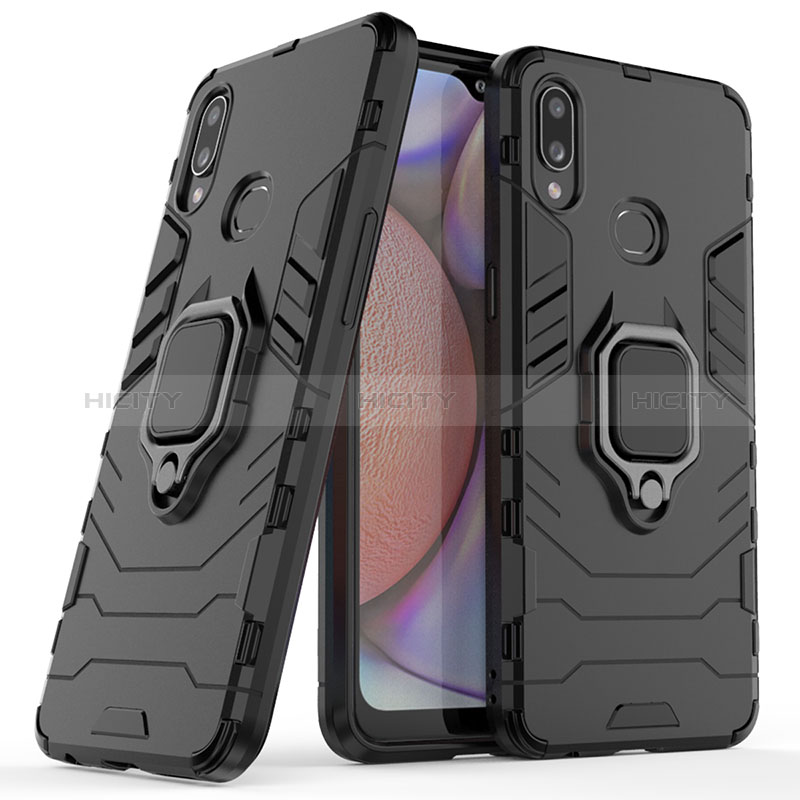 Funda Bumper Silicona y Plastico Mate Carcasa con Magnetico Anillo de dedo Soporte S02 para Samsung Galaxy A10s