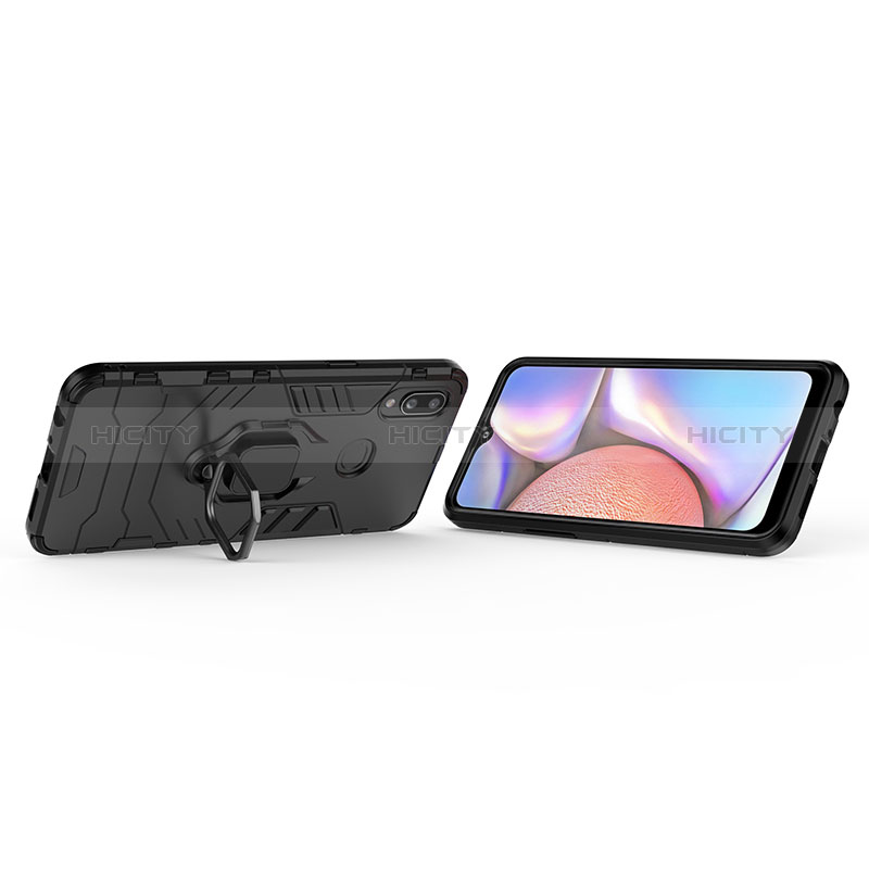 Funda Bumper Silicona y Plastico Mate Carcasa con Magnetico Anillo de dedo Soporte S02 para Samsung Galaxy A10s