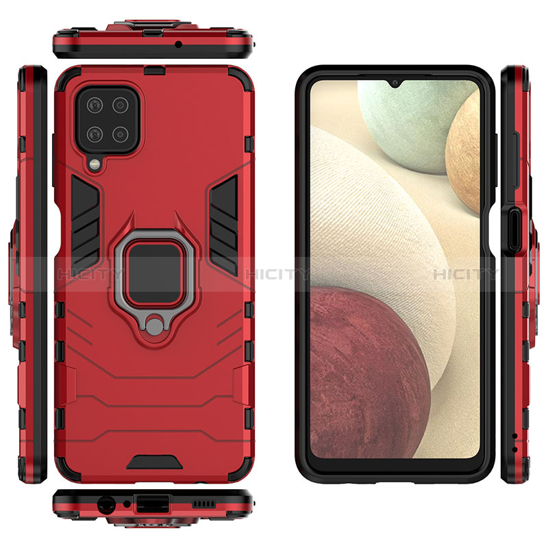 Funda Bumper Silicona y Plastico Mate Carcasa con Magnetico Anillo de dedo Soporte S02 para Samsung Galaxy A12 5G