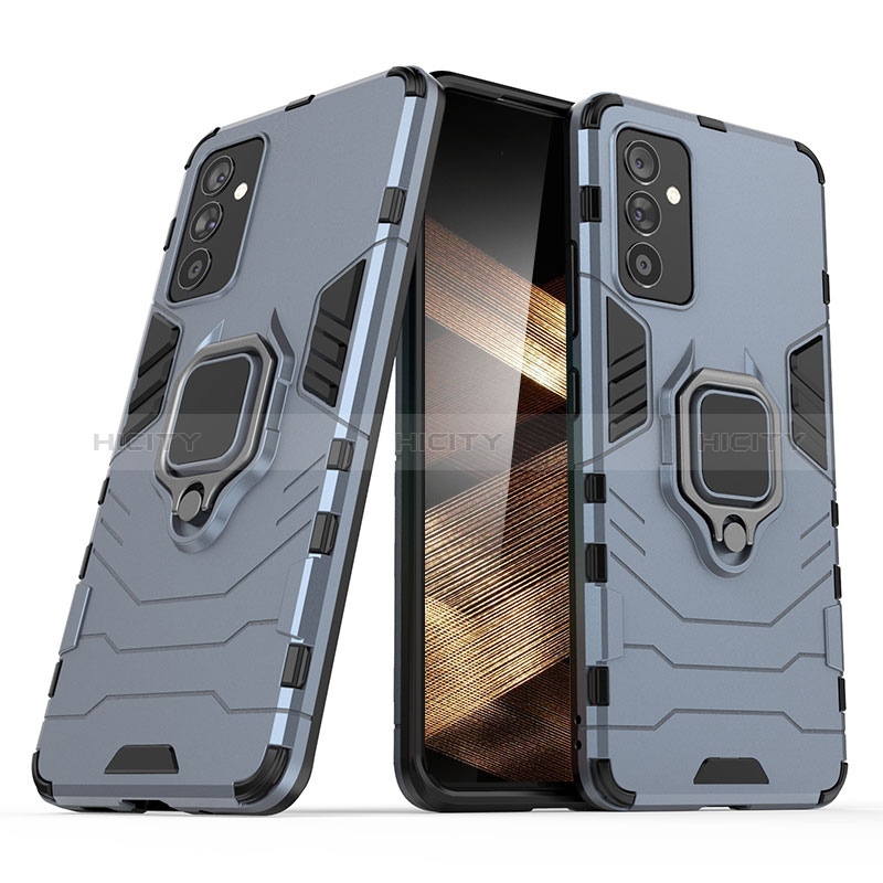 Funda Bumper Silicona y Plastico Mate Carcasa con Magnetico Anillo de dedo Soporte S02 para Samsung Galaxy A15 4G