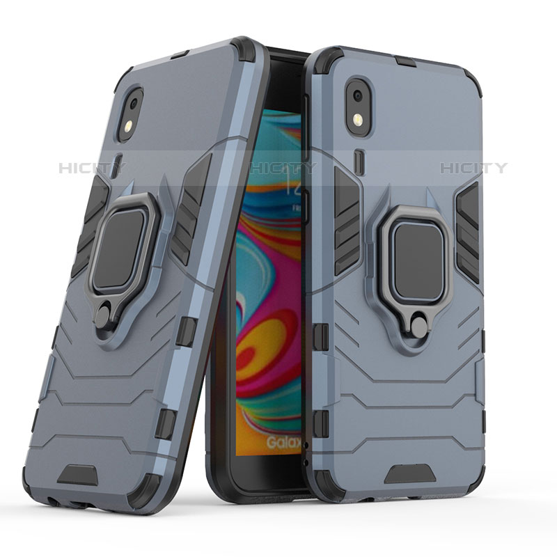 Funda Bumper Silicona y Plastico Mate Carcasa con Magnetico Anillo de dedo Soporte S02 para Samsung Galaxy A2 Core A260F A260G