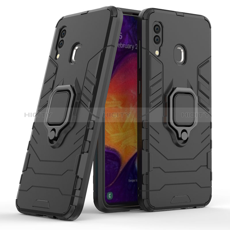 Funda Bumper Silicona y Plastico Mate Carcasa con Magnetico Anillo de dedo Soporte S02 para Samsung Galaxy A20