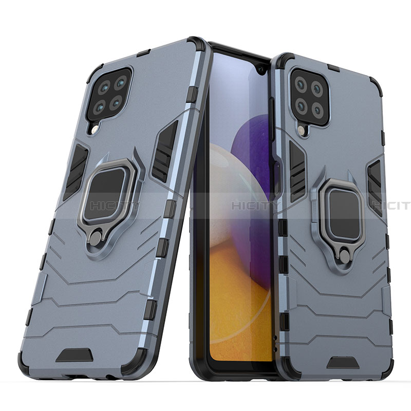 Funda Bumper Silicona y Plastico Mate Carcasa con Magnetico Anillo de dedo Soporte S02 para Samsung Galaxy A22 4G