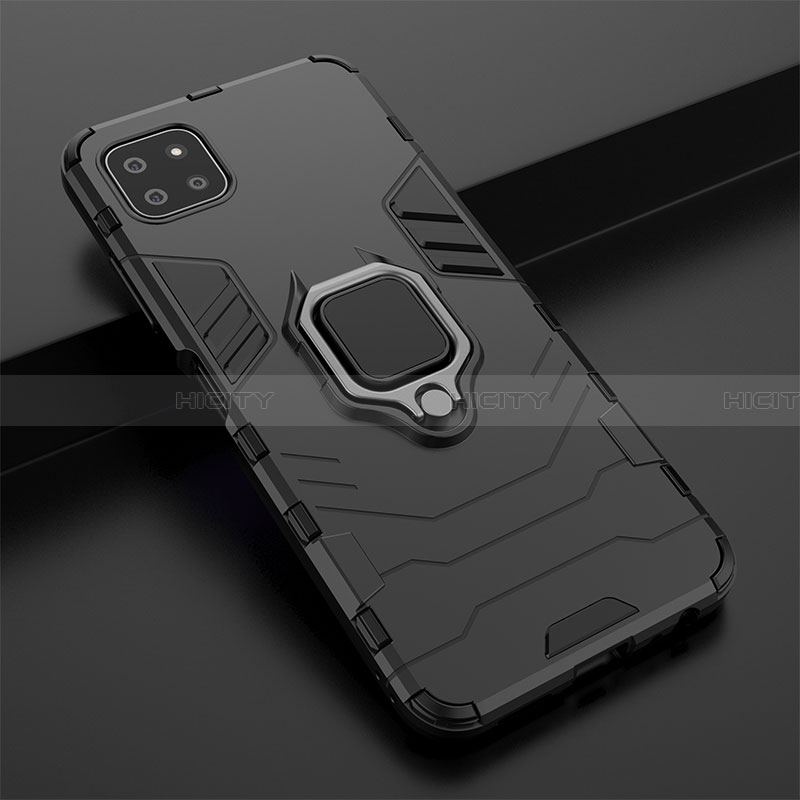 Funda Bumper Silicona y Plastico Mate Carcasa con Magnetico Anillo de dedo Soporte S02 para Samsung Galaxy A22 5G