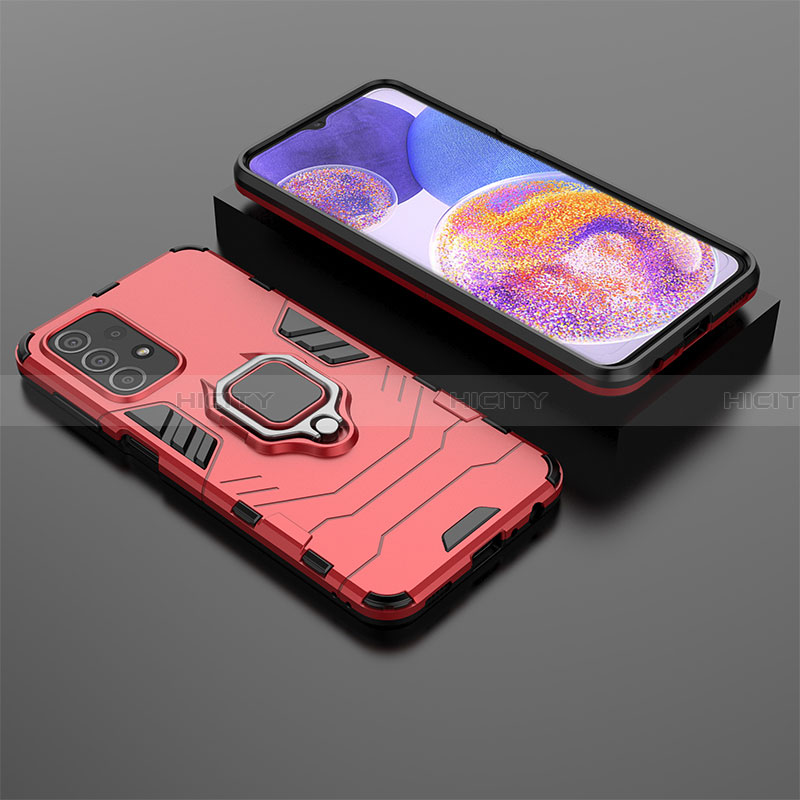 Funda Bumper Silicona y Plastico Mate Carcasa con Magnetico Anillo de dedo Soporte S02 para Samsung Galaxy A23 4G