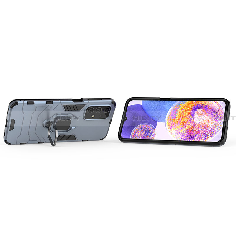 Funda Bumper Silicona y Plastico Mate Carcasa con Magnetico Anillo de dedo Soporte S02 para Samsung Galaxy A23 4G