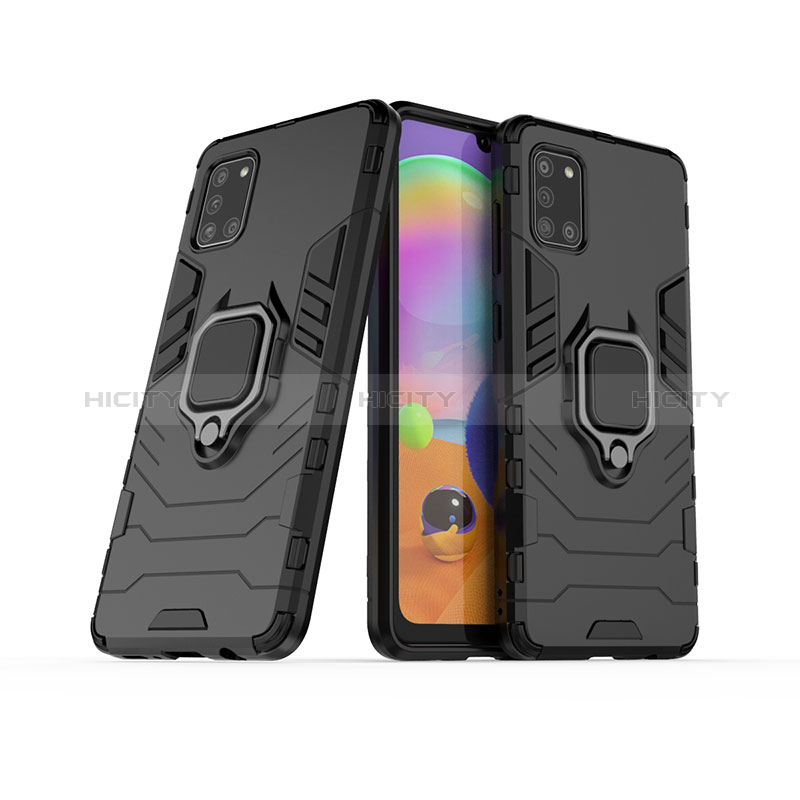 Funda Bumper Silicona y Plastico Mate Carcasa con Magnetico Anillo de dedo Soporte S02 para Samsung Galaxy A31