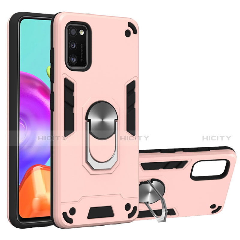 Funda Bumper Silicona y Plastico Mate Carcasa con Magnetico Anillo de dedo Soporte S02 para Samsung Galaxy A41