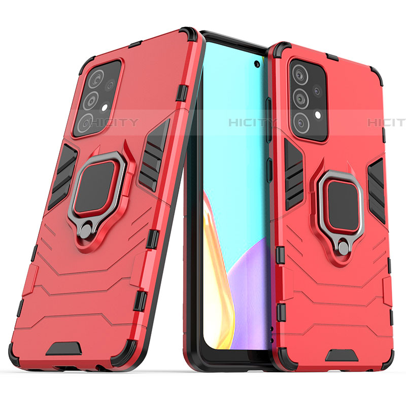 Funda Bumper Silicona y Plastico Mate Carcasa con Magnetico Anillo de dedo Soporte S02 para Samsung Galaxy A52 4G