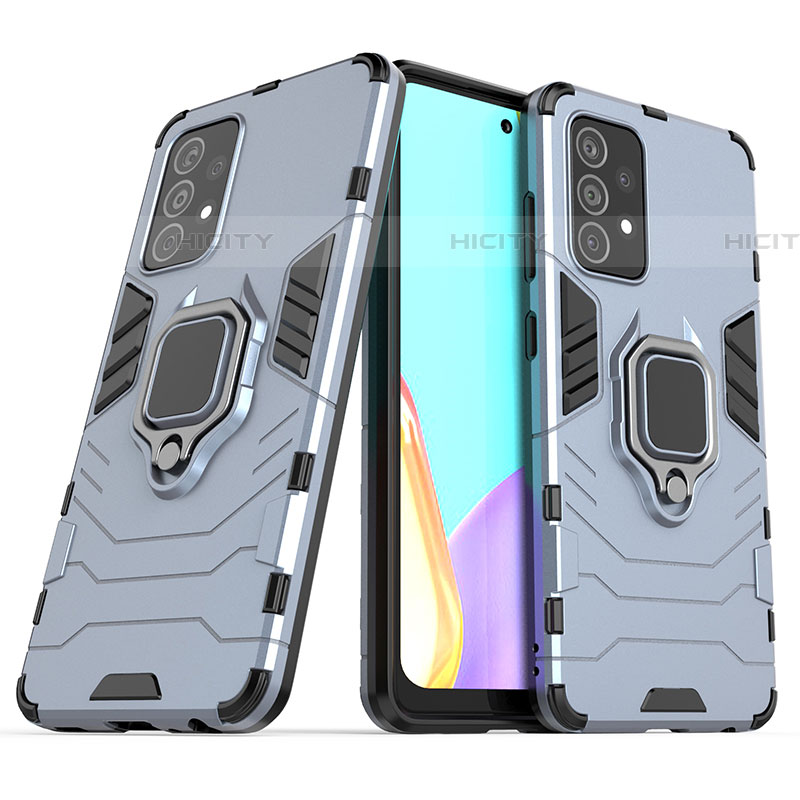 Funda Bumper Silicona y Plastico Mate Carcasa con Magnetico Anillo de dedo Soporte S02 para Samsung Galaxy A52 4G