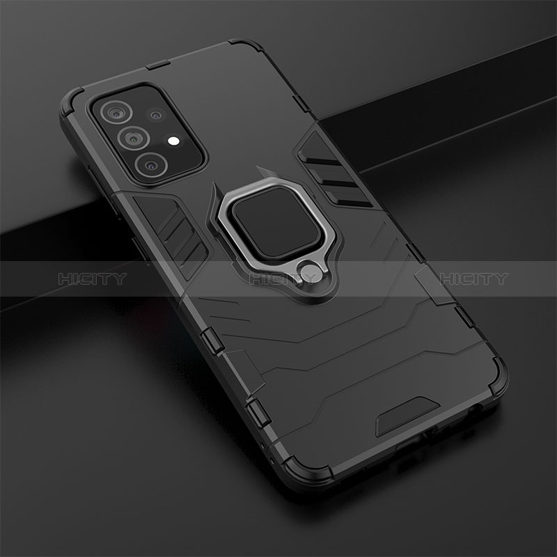 Funda Bumper Silicona y Plastico Mate Carcasa con Magnetico Anillo de dedo Soporte S02 para Samsung Galaxy A52s 5G