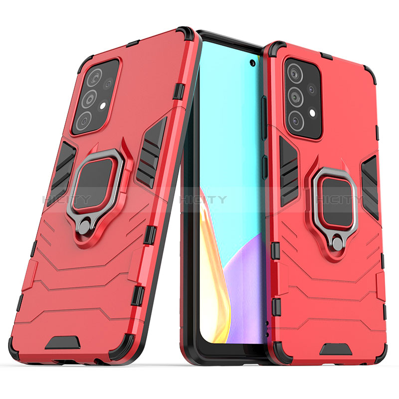 Funda Bumper Silicona y Plastico Mate Carcasa con Magnetico Anillo de dedo Soporte S02 para Samsung Galaxy A52s 5G