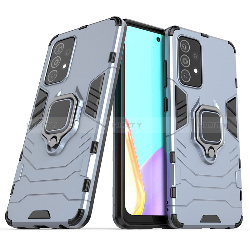 Funda Bumper Silicona y Plastico Mate Carcasa con Magnetico Anillo de dedo Soporte S02 para Samsung Galaxy A52s 5G