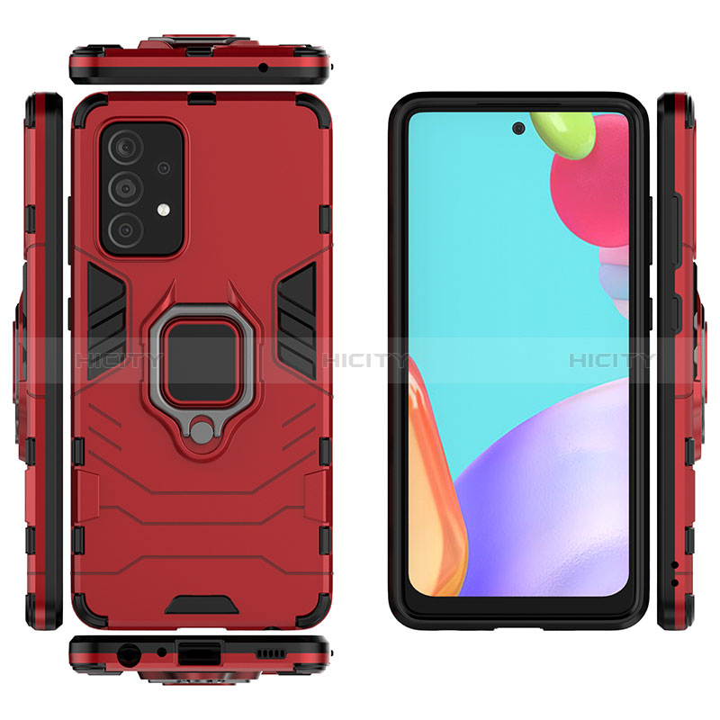 Funda Bumper Silicona y Plastico Mate Carcasa con Magnetico Anillo de dedo Soporte S02 para Samsung Galaxy A52s 5G