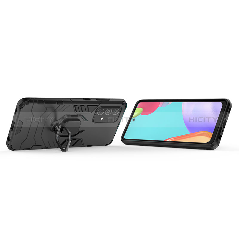 Funda Bumper Silicona y Plastico Mate Carcasa con Magnetico Anillo de dedo Soporte S02 para Samsung Galaxy A52s 5G