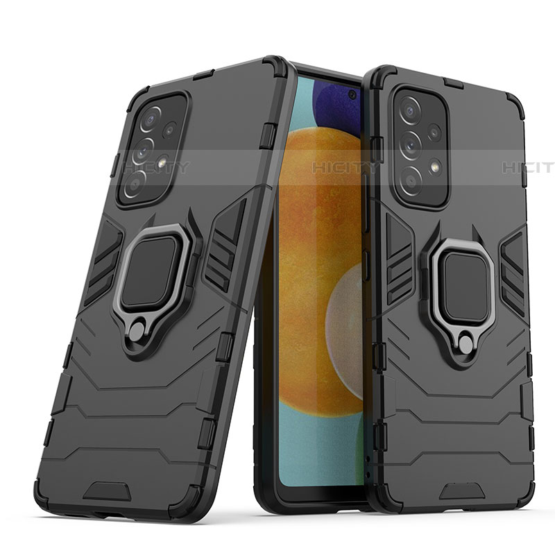 Funda Bumper Silicona y Plastico Mate Carcasa con Magnetico Anillo de dedo Soporte S02 para Samsung Galaxy A53 5G