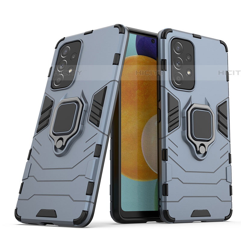 Funda Bumper Silicona y Plastico Mate Carcasa con Magnetico Anillo de dedo Soporte S02 para Samsung Galaxy A53 5G