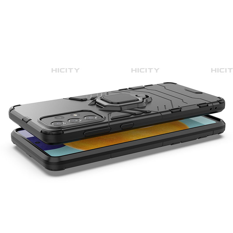 Funda Bumper Silicona y Plastico Mate Carcasa con Magnetico Anillo de dedo Soporte S02 para Samsung Galaxy A73 5G