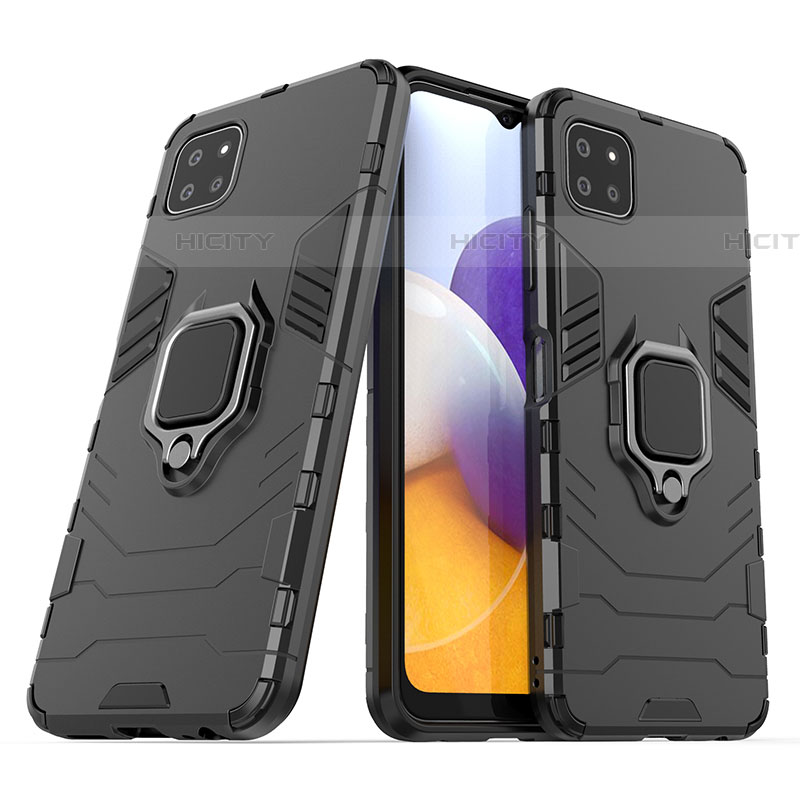 Funda Bumper Silicona y Plastico Mate Carcasa con Magnetico Anillo de dedo Soporte S02 para Samsung Galaxy F42 5G